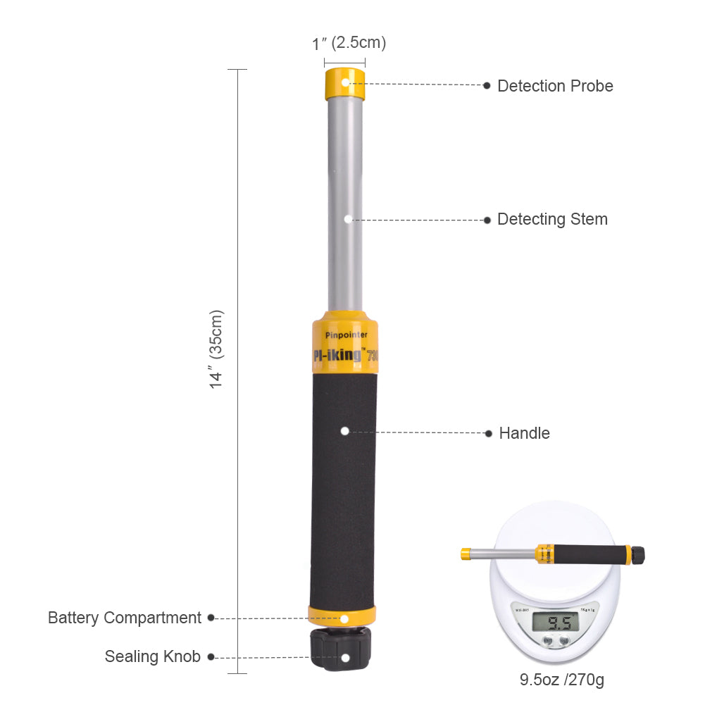 Metal Detector Portable PI-Iking 730 Metal Detector Sensitive Handheld Pulse Induction Pinpointer For Precise Target