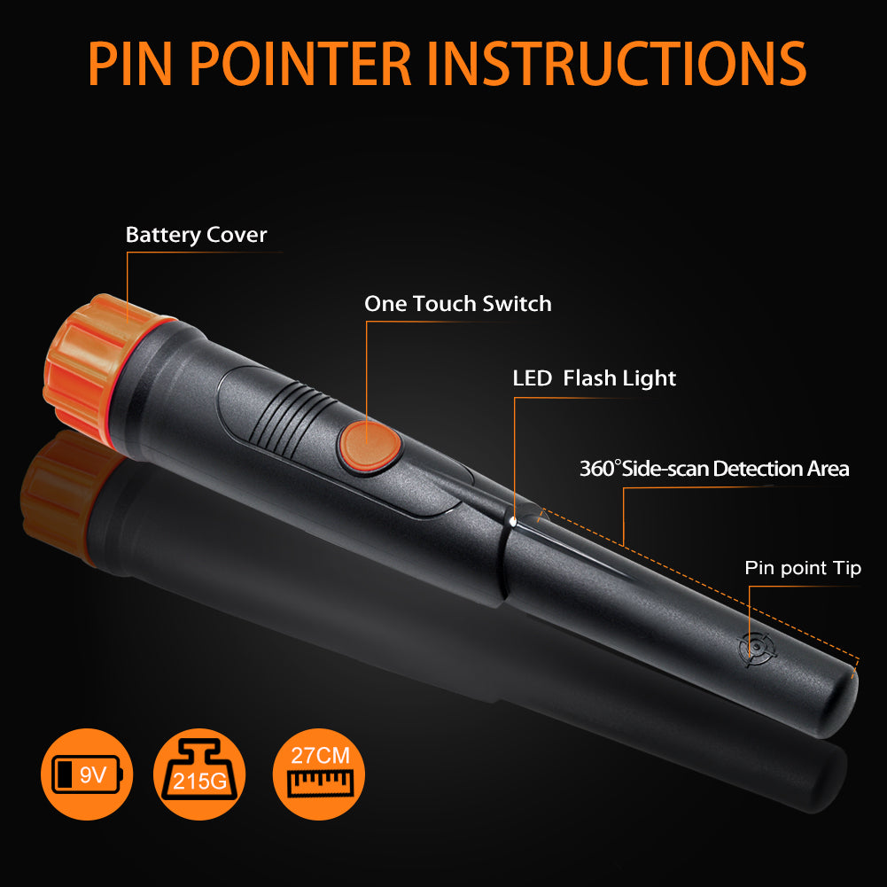 Waterproof Pinpointer Underwater Metal Detector Gold Pinpoint MD-720 Audio Alert & Vibration & LED Light