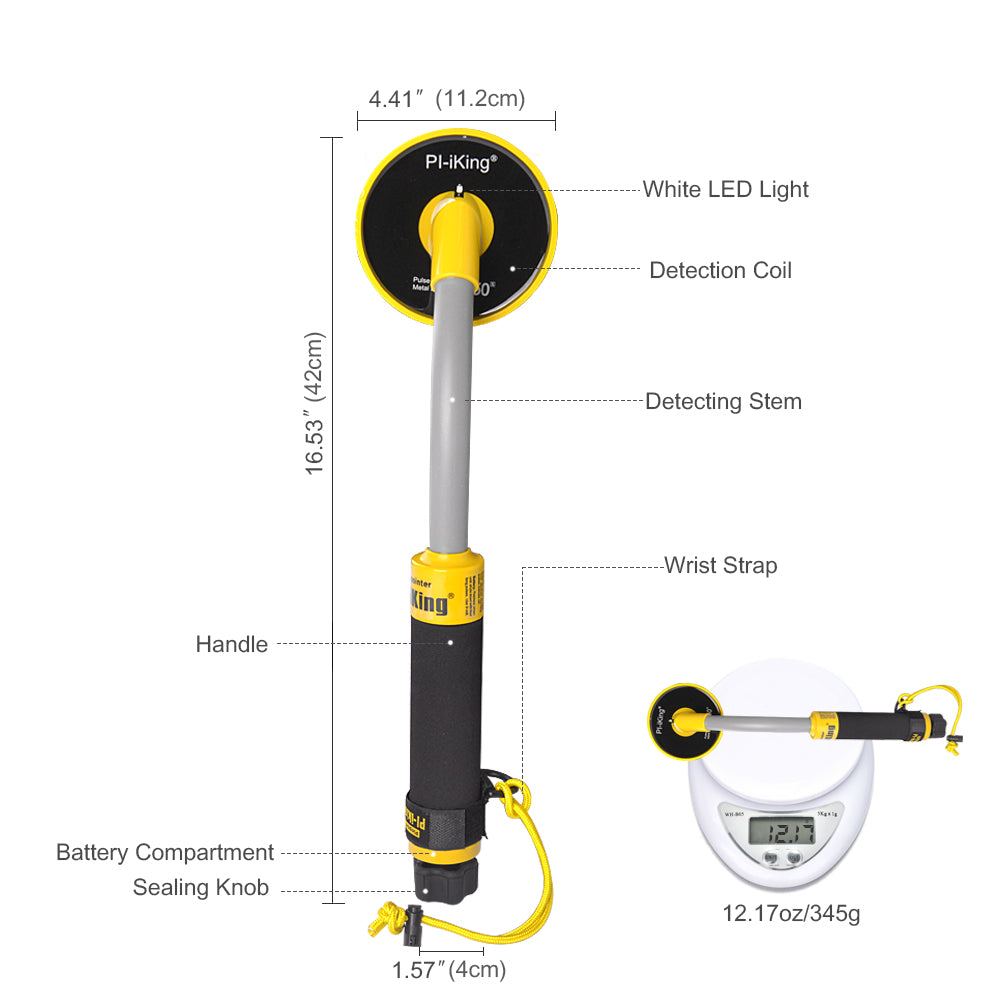 New Pi-Iking Underwater Metal Detector 750 30m Targeting Pinpointer Pulse Induction Waterproof Metal Finder With LED Light