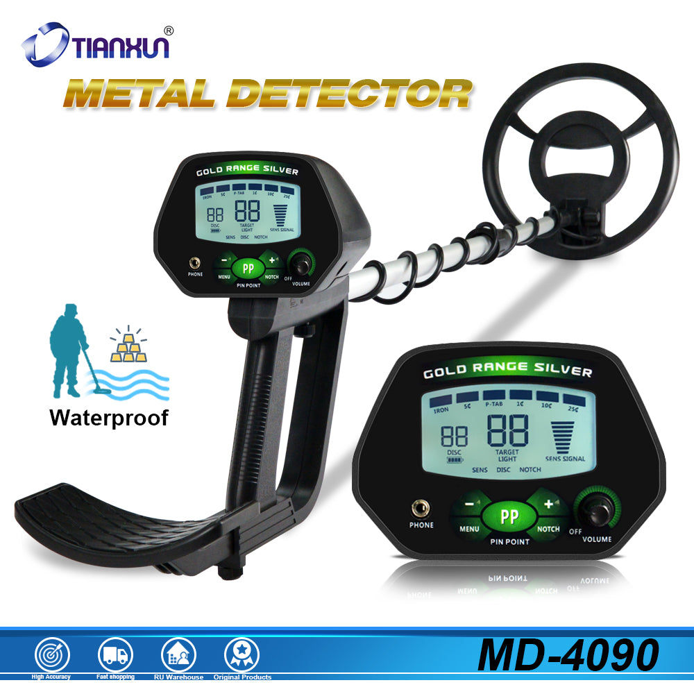 High Accuracy Metal Detector with Waterproof Search Coil LCD Display for  Underground Treasure Hunting-