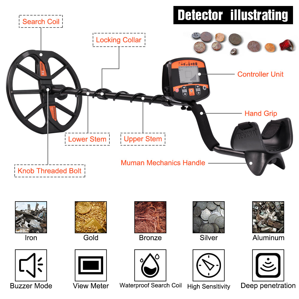 Professional Metal Detector Underground Finder Gold Detector TX-960 Treasure Hunter Detecting Pinpointer Waterproof Search Coil