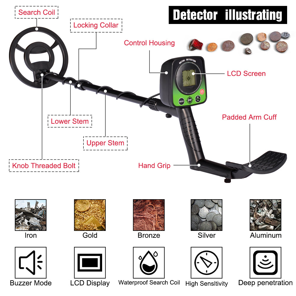 Underground Metal Detector MD-5031 Precise Positioning with Waterproof Search Coil And Discrimination Function LCD Display
